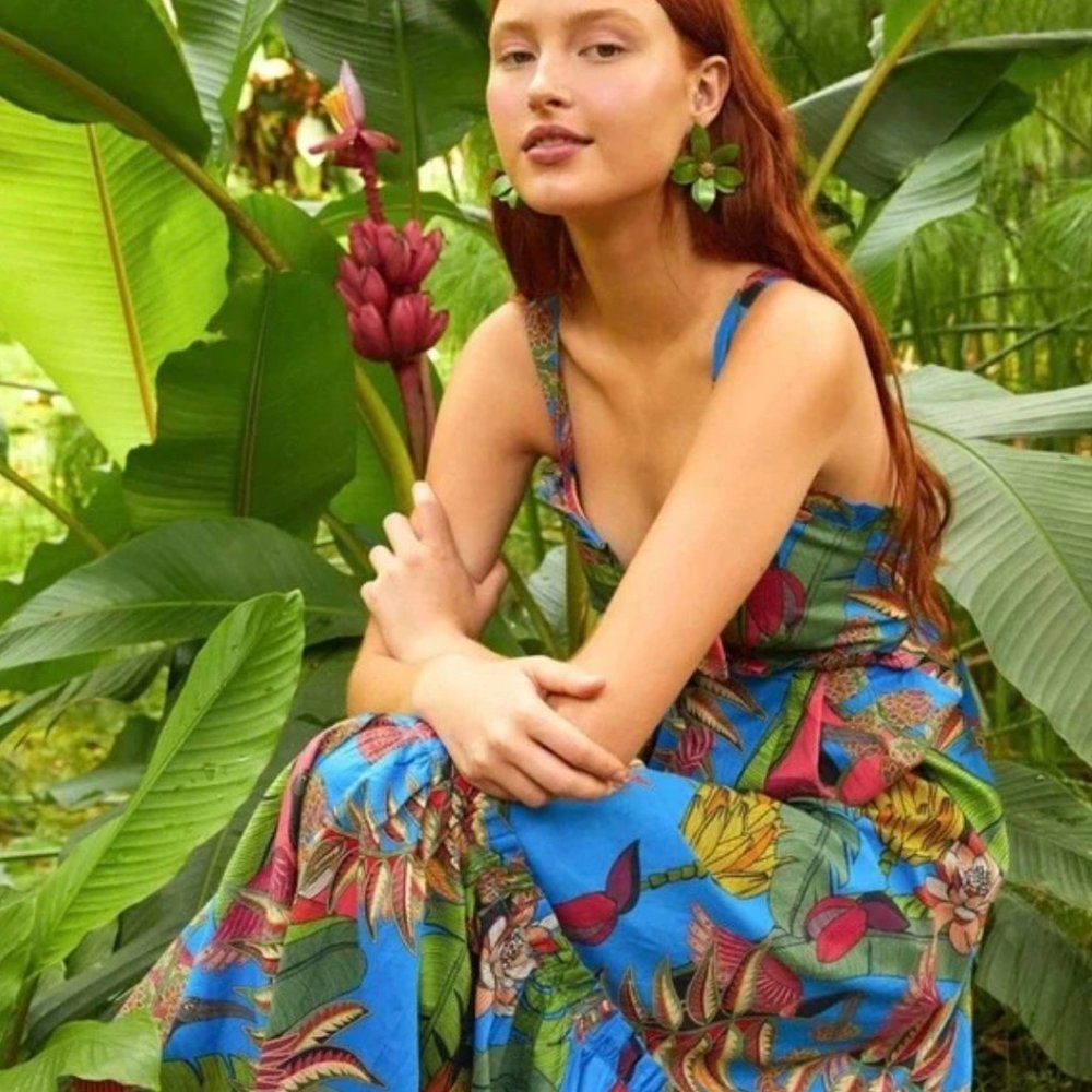 NWT Farm Rio Totally Tuiuiu Halter Maxi Dress, Size XS